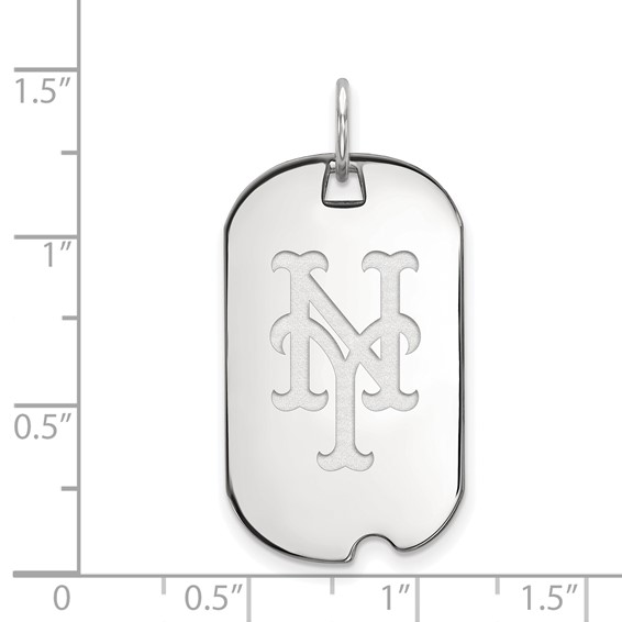 Sterling Silver Rhodium Plated Major League Baseball LogoArt New York Mets N-Y Dog Tag