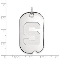 Sterling Silver Rhodium-plated LogoArt Michigan State University Letter S Large Dog Tag Pendant view 2