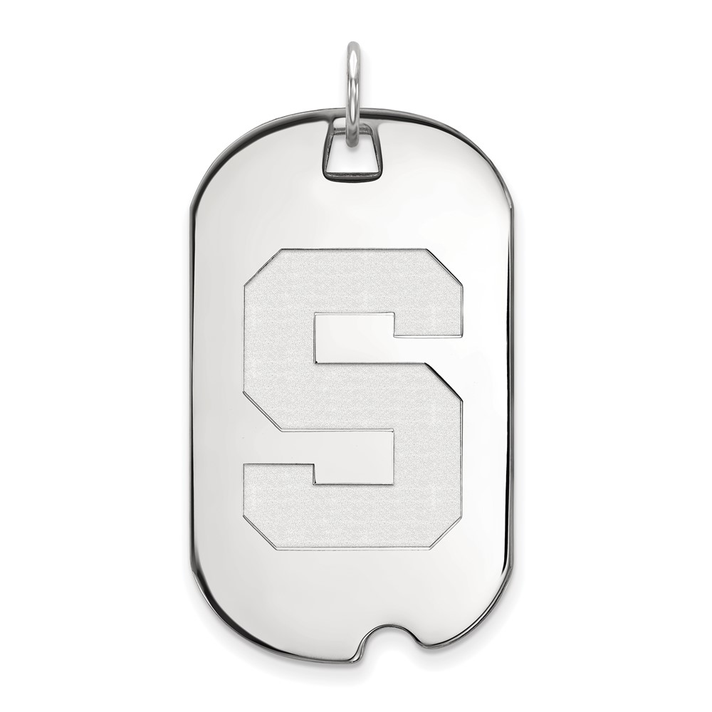 Sterling Silver Rhodium-plated LogoArt Michigan State University Letter S Large Dog Tag Pendant