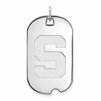 Sterling Silver Rhodium-plated LogoArt Michigan State University Letter S Large Dog Tag Pendant view 1