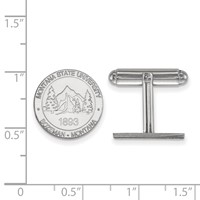 Sterling Silver Rhodium-plated LogoArt Montana State University Crest Cuff Links view 2