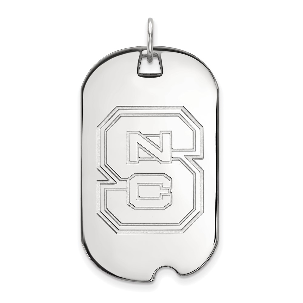 Sterling Silver Rhodium-plated LogoArt North Carolina State University N-c-s Large Dog Tag Pendant