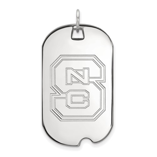 Sterling Silver Rhodium-plated LogoArt North Carolina State University N-c-s Large Dog Tag Pendant