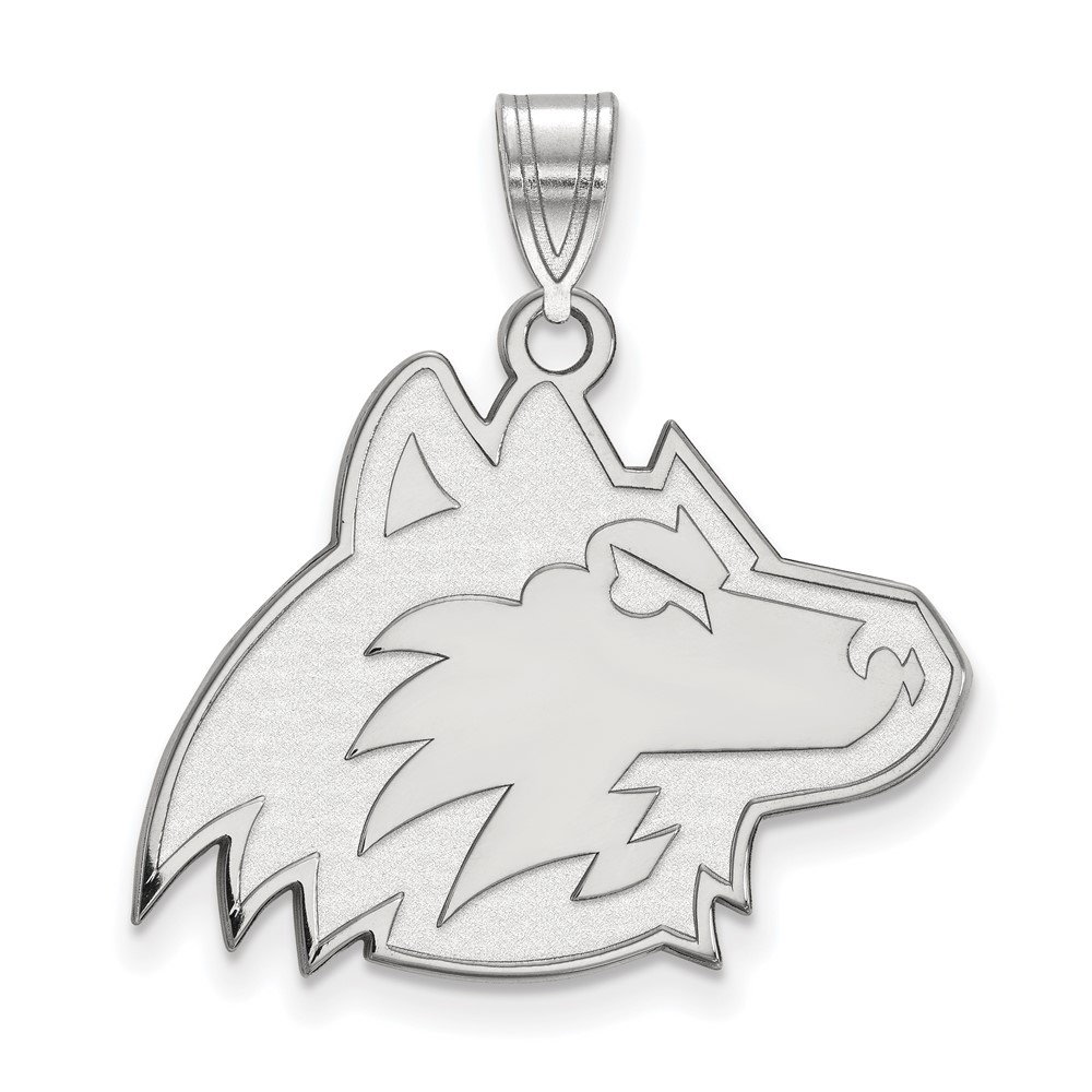 Sterling Silver Rhodium-plated LogoArt Northern Illinois University Huskie Large Pendant