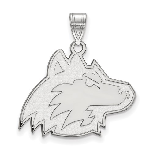 Sterling Silver Rhodium-plated LogoArt Northern Illinois University Huskie Large Pendant