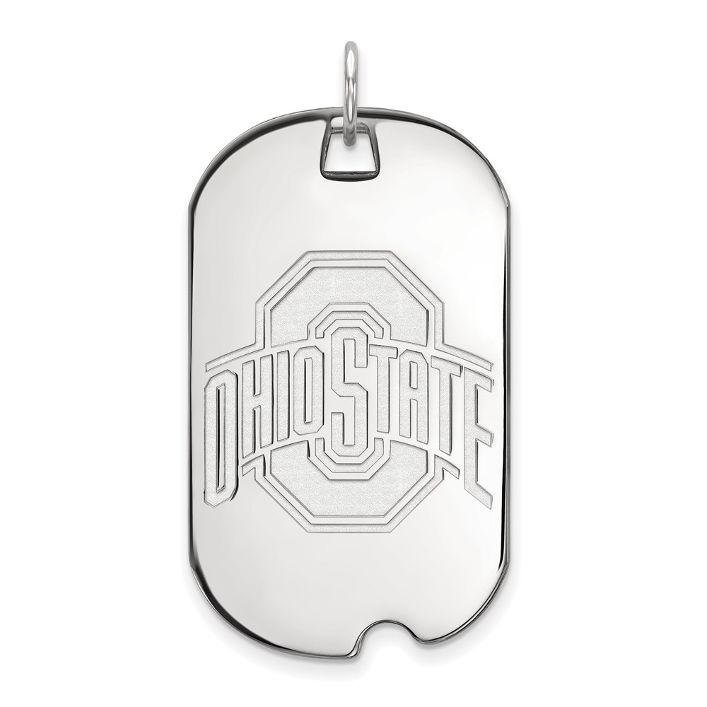 Sterling Silver Rhodium-plated LogoArt the Ohio State University Large Dog Tag Pendant