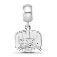 Sterling Silver Rhodium-plated LogoArt Ohio University Small Dangle Bead Charm view 3