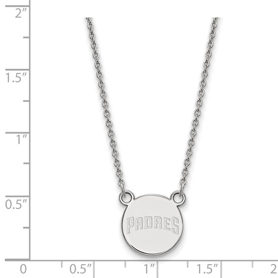 Sterling Silver Rhodium Plated Major League Baseball LogoArt San Diego Padres Pendant Necklace