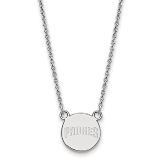 Sterling Silver Rhodium Plated Major League Baseball LogoArt San Diego Padres Pendant Necklace