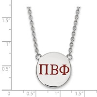 Sterling Silver Rhodium-plated LogoArt Pi Beta Phi Sorority Greek Letters Large Color Enamel Pendant Necklace, 18" view 2