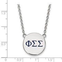 Sterling Silver Rhodium-plated LogoArt Phi Sigma Sigma Sorority Greek Letters Large Color Enamel Pendant Necklace, 18" view 2