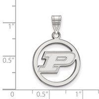 Sterling Silver Rhodium-plated LogoArt Purdue University Letter P Medium Circle Pendant view 2