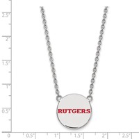 Sterling Silver Rhodium-plated LogoArt Rutgers University Large Enameled Disc Pendant Necklace, 18" view 2