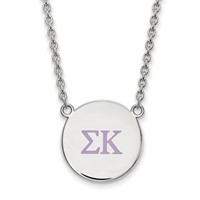 Sterling Silver Rhodium-plated LogoArt Sigma Kappa Sorority Greek Letters Large Color Enamel Pendant Necklace, 18" view 1