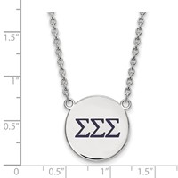 Sterling Silver Rhodium-plated LogoArt Sigma Sigma Sigma Sorority Greek Letters Large Color Enamel Pendant Necklace, 18" view 2