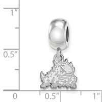 Sterling Silver Rhodium-plated LogoArt Texas Christian University Horned Frog Extra Small Dangle Bead Charm view 4