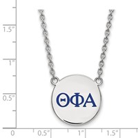 Sterling Silver Rhodium-plated LogoArt Theta Phi Alpha Sorority Greek Letters Large Color Enamel Pendant Necklace, 18" view 2