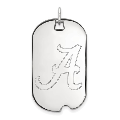 Sterling Silver Rhodium-plated LogoArt University of Alabama Large Dog Tag Pendant