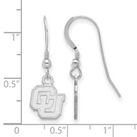 Sterling Silver Rhodium-plated LogoArt University of Colorado C-u Extra Small Dangle Wire Earrings view 2