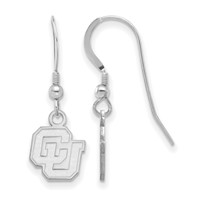 Sterling Silver Rhodium-plated LogoArt University of Colorado C-u Extra Small Dangle Wire Earrings view 1