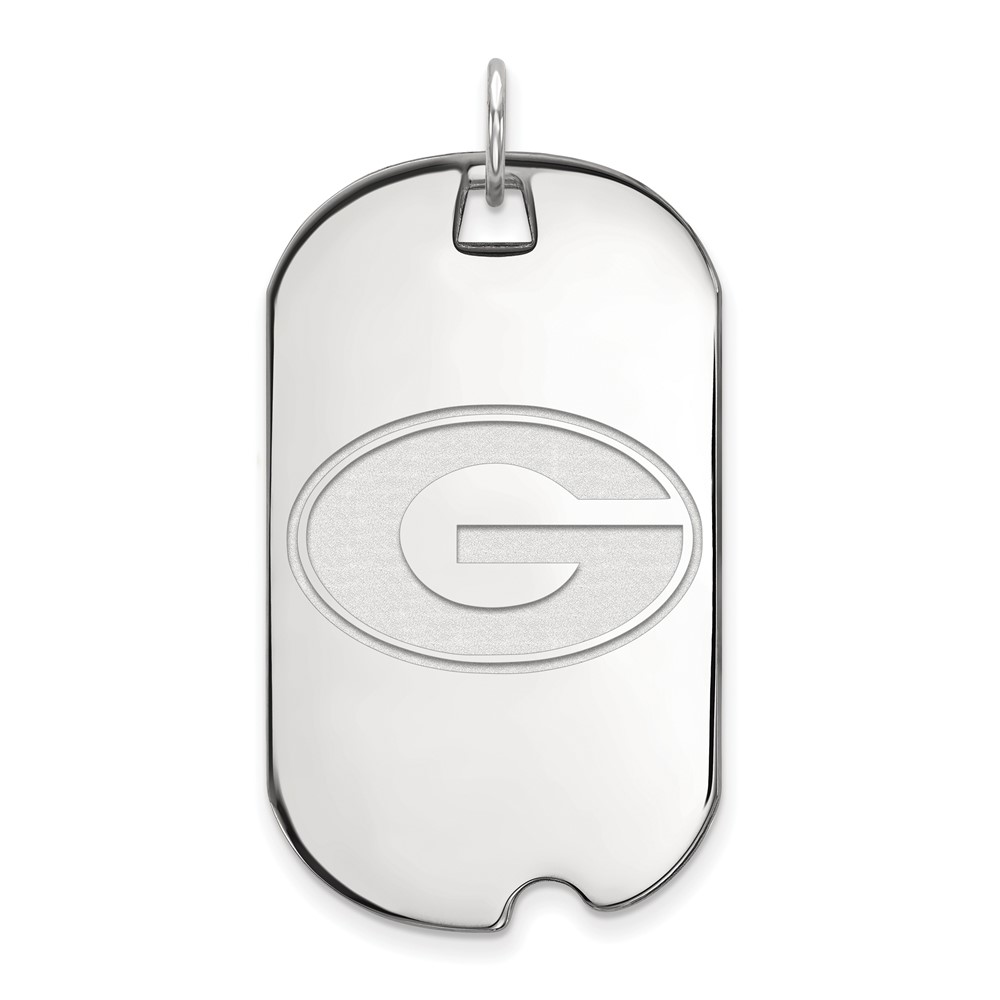 Sterling Silver Rhodium-plated LogoArt University of Georgia Letter G Large Dog Tag Pendant