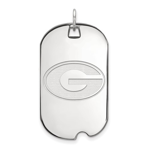 Sterling Silver Rhodium-plated LogoArt University of Georgia Letter G Large Dog Tag Pendant