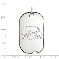 Sterling Silver Rhodium-plated LogoArt University of Iowa Hawk Large Dog Tag Pendant view 2