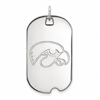 Sterling Silver Rhodium-plated LogoArt University of Iowa Hawk Large Dog Tag Pendant view 1