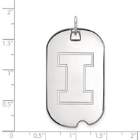 Sterling Silver Rhodium-plated LogoArt University of Illinois Letter I Large Dog Tag Pendant view 2