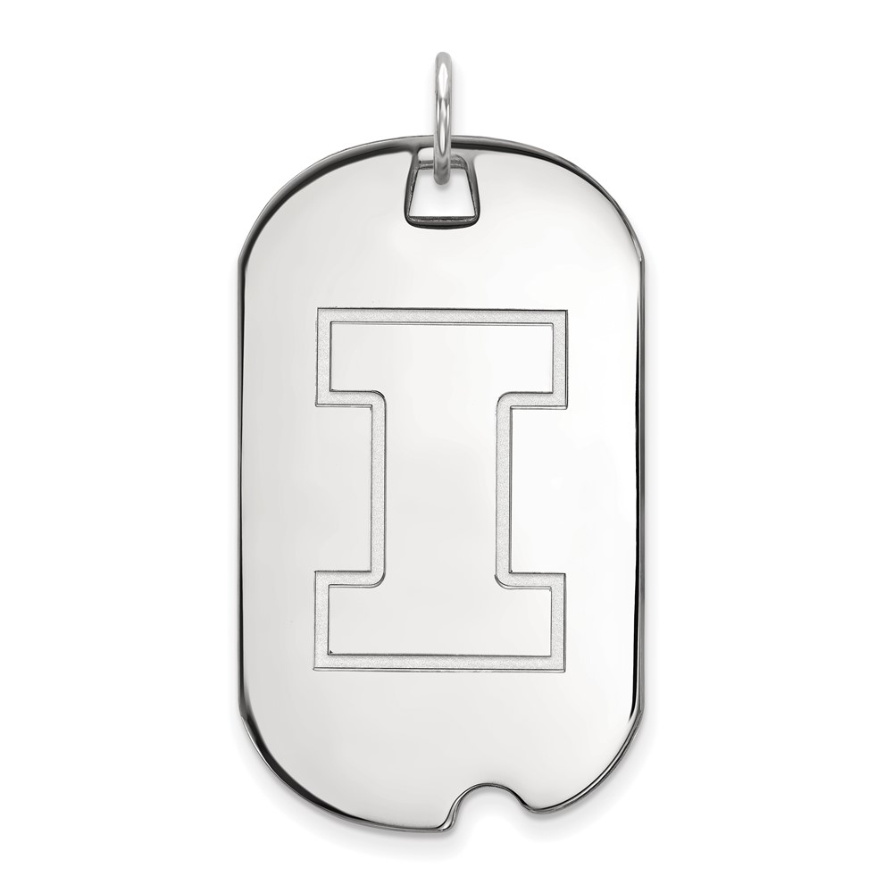 Sterling Silver Rhodium-plated LogoArt University of Illinois Letter I Large Dog Tag Pendant