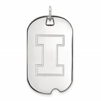 Sterling Silver Rhodium-plated LogoArt University of Illinois Letter I Large Dog Tag Pendant view 1