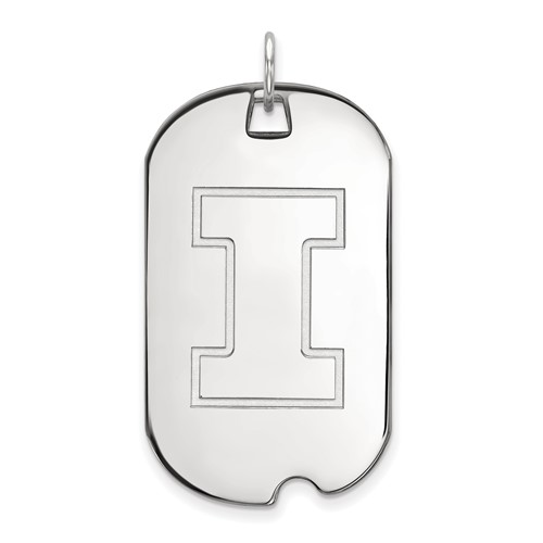 Sterling Silver Rhodium-plated LogoArt University of Illinois Letter I Large Dog Tag Pendant