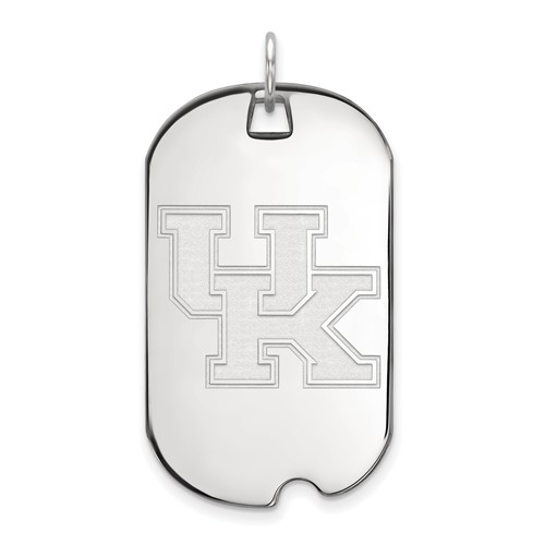 Sterling Silver Rhodium-plated LogoArt University of Kentucky U-k Large Dog Tag Pendant