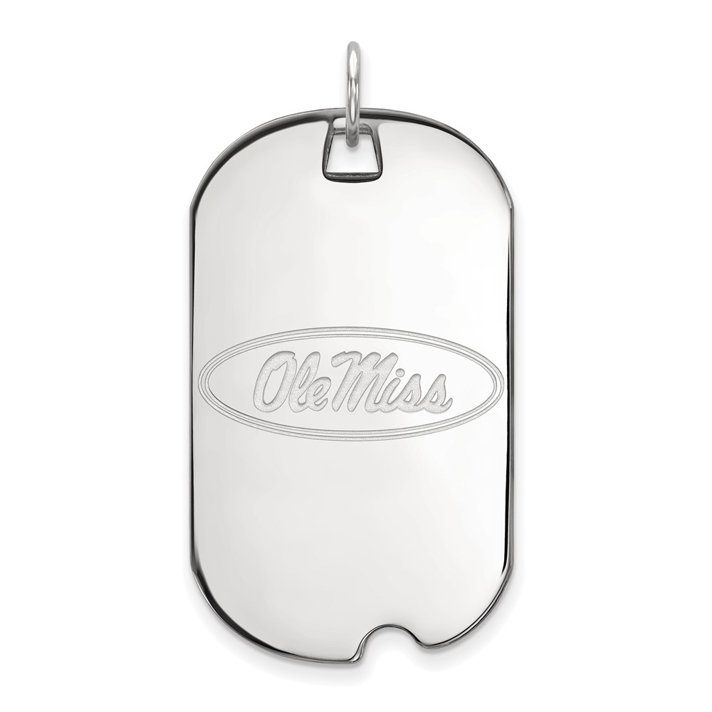 Sterling Silver Rhodium-plated LogoArt University of Mississippi Ole Miss Large Dog Tag Pendant