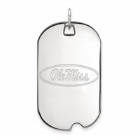 Sterling Silver Rhodium-plated LogoArt University of Mississippi Ole Miss Large Dog Tag Pendant view 1