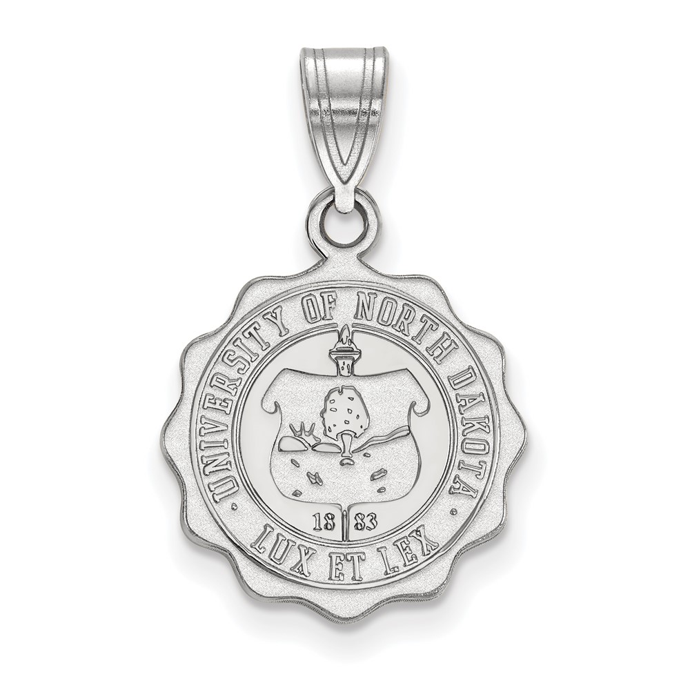 Sterling Silver Rhodium-plated LogoArt University of North Dakota Medium Crest Pendant