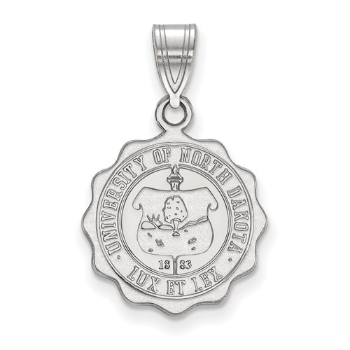 Sterling Silver Rhodium-plated LogoArt University of North Dakota Medium Crest Pendant