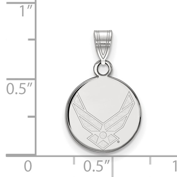 Sterling Silver Rhodium-plated LogoArt U.S. Air Force Small Disc Pendant