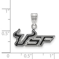Sterling Silver Rhodium-plated LogoArt University of South Florida U-s-f Medium Enameled Pendant view 2