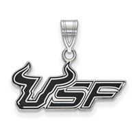 Sterling Silver Rhodium-plated LogoArt University of South Florida U-s-f Medium Enameled Pendant view 1