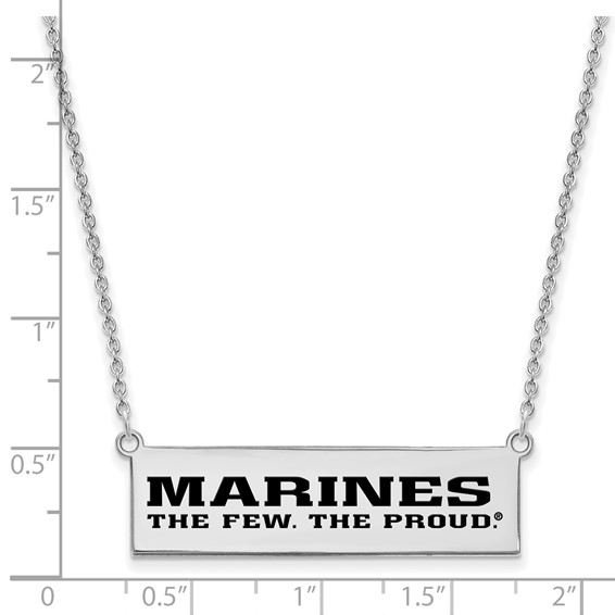 Sterling Silver Rh-Plat U.S. Marine Corps Epoxied The Few. The Proud. Bar N