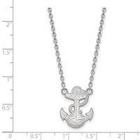 Sterling Silver Rhodium-plated LogoArt US Naval Academy Anchor Large Pendant 18 Inch Necklace view 2