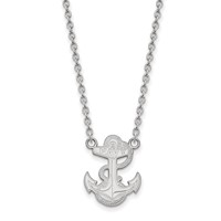 Sterling Silver Rhodium-plated LogoArt US Naval Academy Anchor Large Pendant 18 Inch Necklace view 1