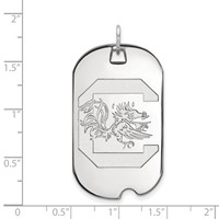 Sterling Silver Rhodium-plated LogoArt University of South Carolina Large Dog Tag Pendant view 2