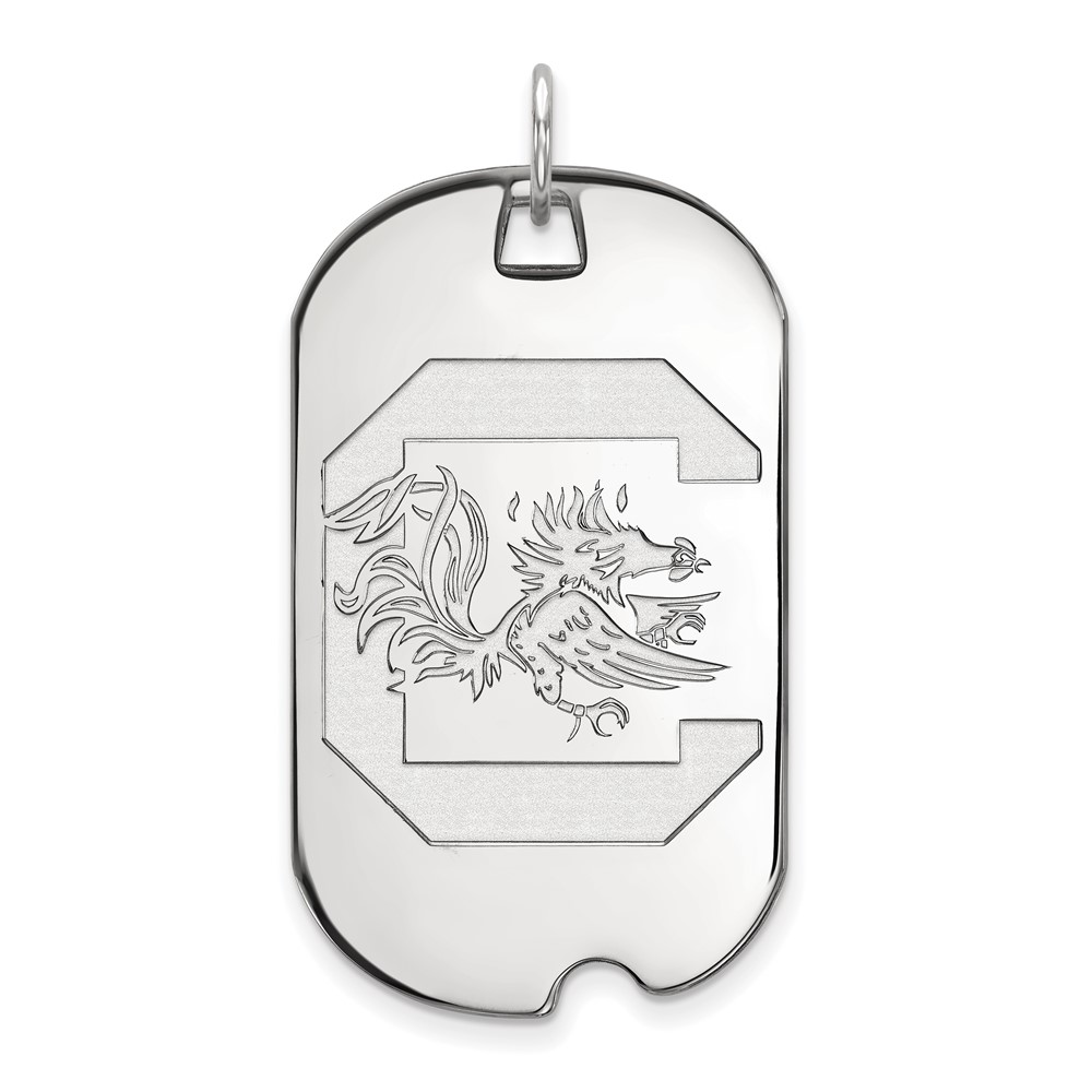 Sterling Silver Rhodium-plated LogoArt University of South Carolina Large Dog Tag Pendant