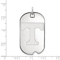 Sterling Silver Rhodium-plated LogoArt University of Tennessee Letter T Large Dog Tag Pendant view 2