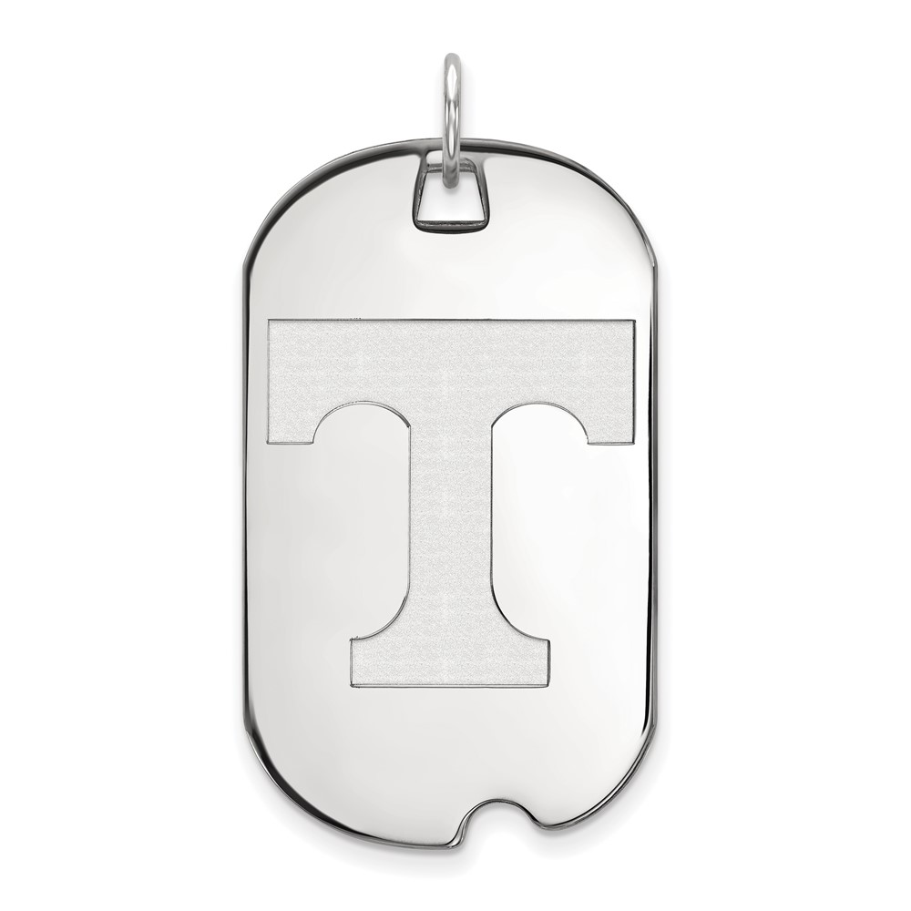 Sterling Silver Rhodium-plated LogoArt University of Tennessee Letter T Large Dog Tag Pendant