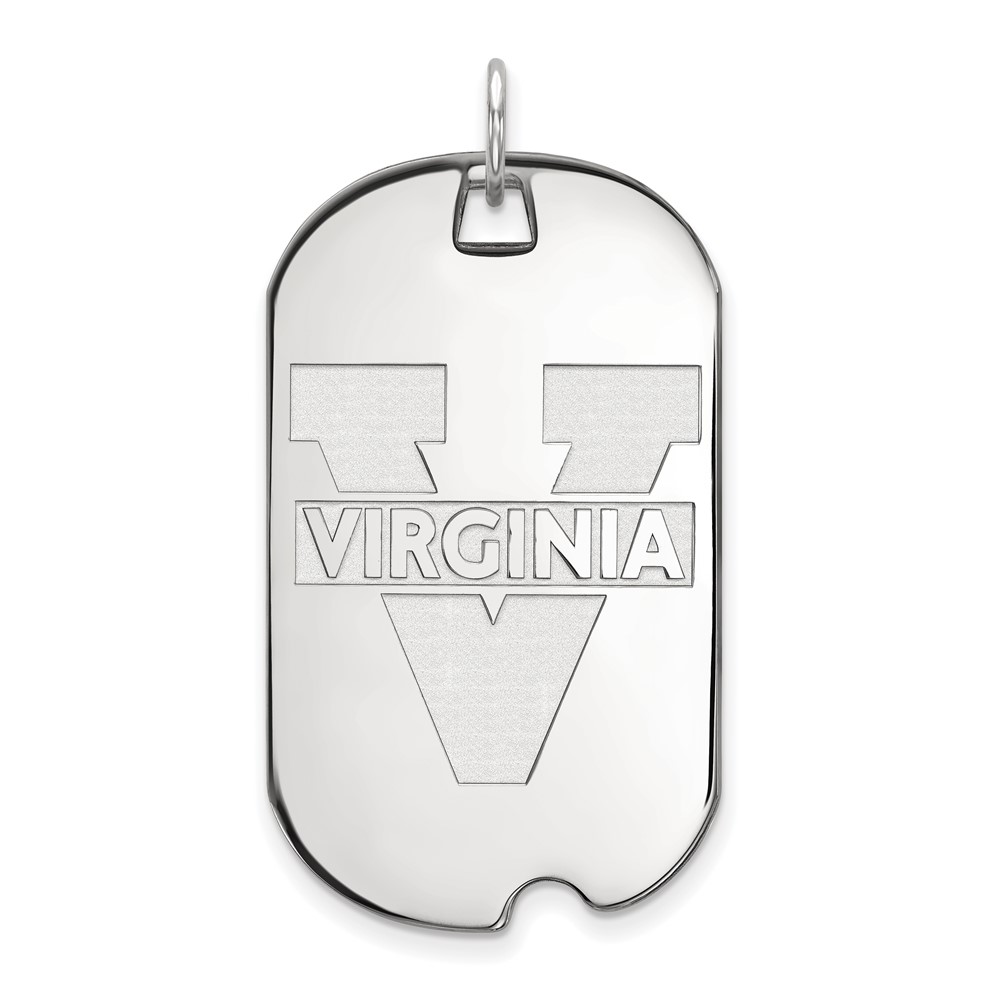 Sterling Silver Rhodium-plated LogoArt University of Virginia Large Dog Tag Pendant