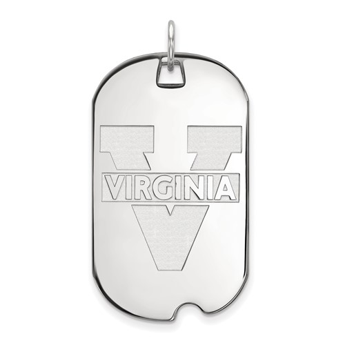 Sterling Silver Rhodium-plated LogoArt University of Virginia Large Dog Tag Pendant