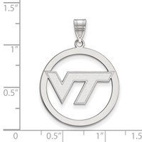 Sterling Silver Rhodium-plated LogoArt Virginia Tech V-t Extra Large Circle Pendant view 2